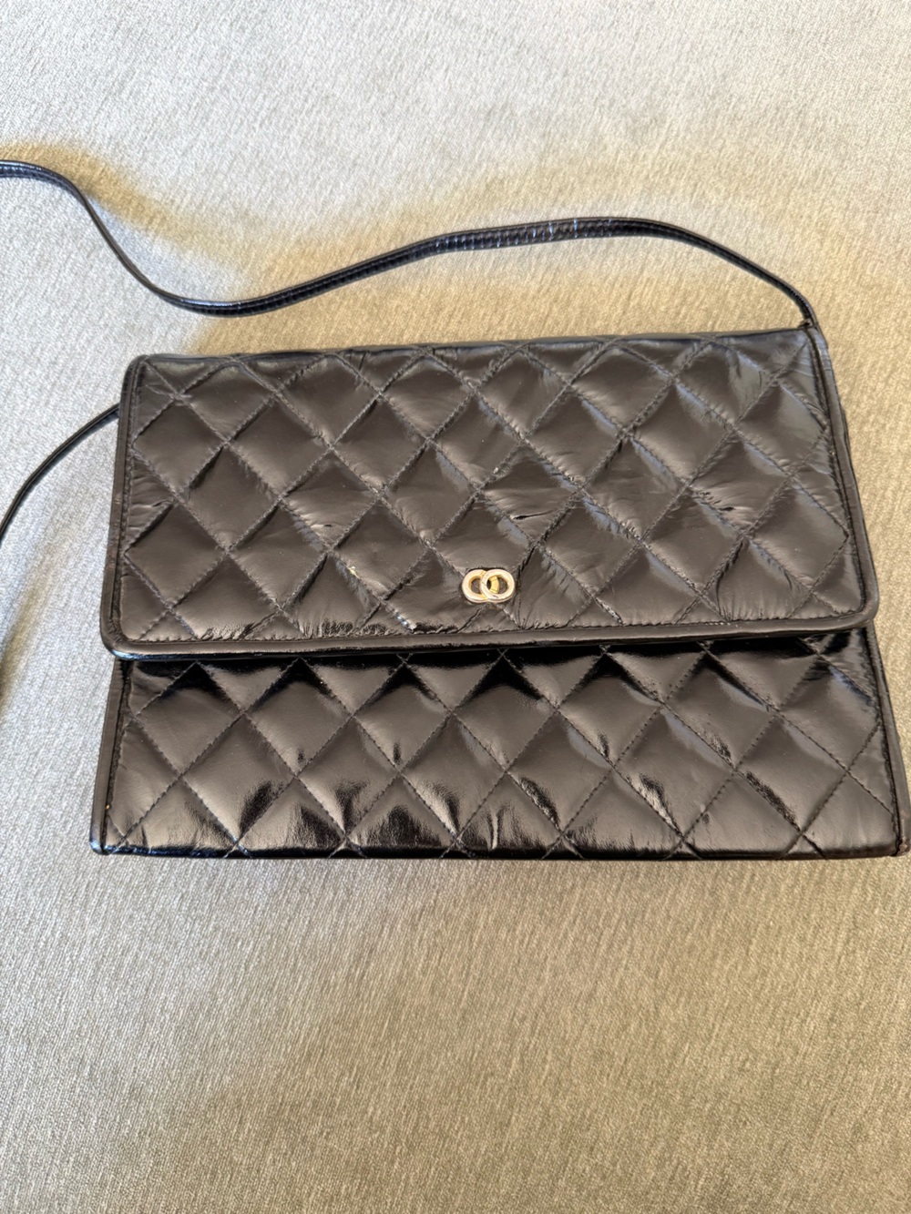 VINTAGE Jay Herbert New York Black Quilted Leather Crossbody Bag w/Gold Hardware